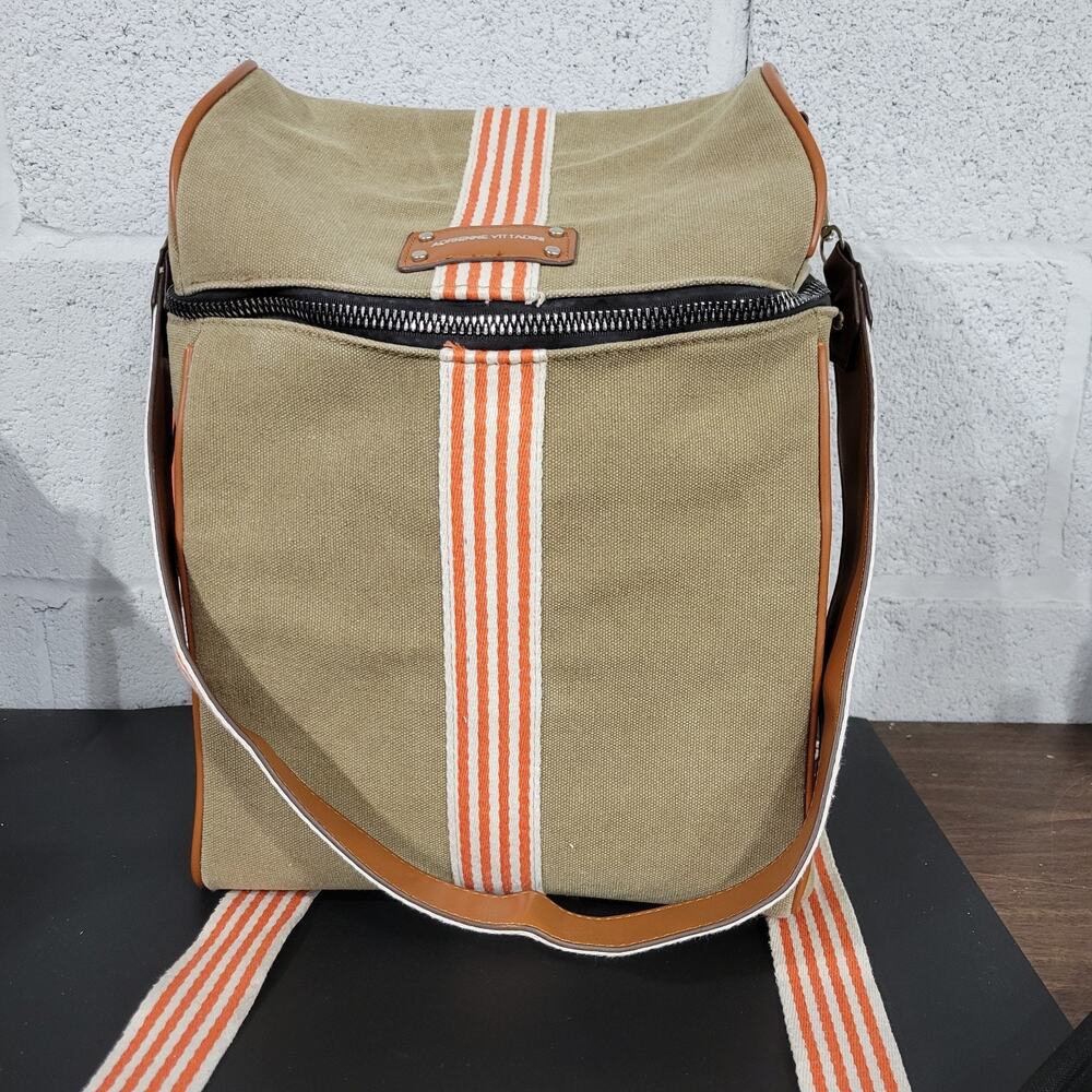 Adrienne Vittadini Backpack Tan And Orange Large Good Condition SEE DESCRIPTION
